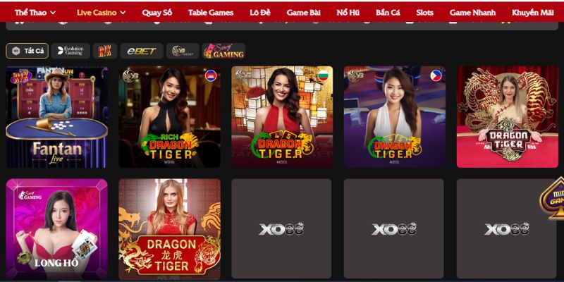 Game cá cược được chú ý tại live casino Xo88