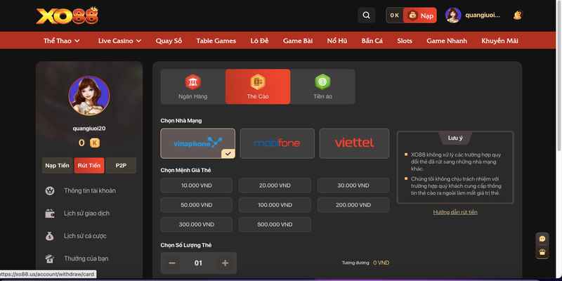Hướng dẫn cho anh em tân thủ cách rút tiền Xo88 chi tiết
